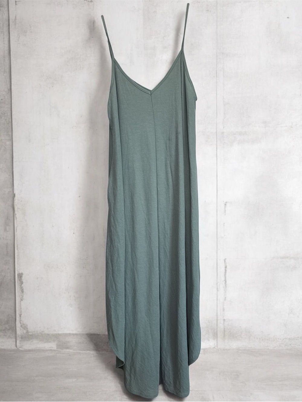 Everyday V-Neck Maxi Slip Dress in Sage Green